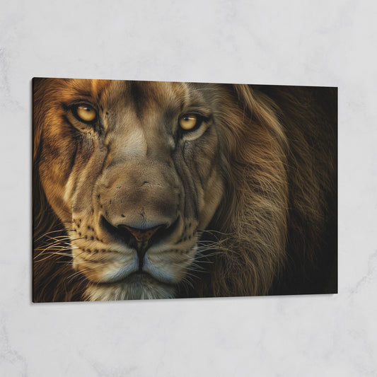 Close-Up Lion Head Canvas Print on gallery wrap
