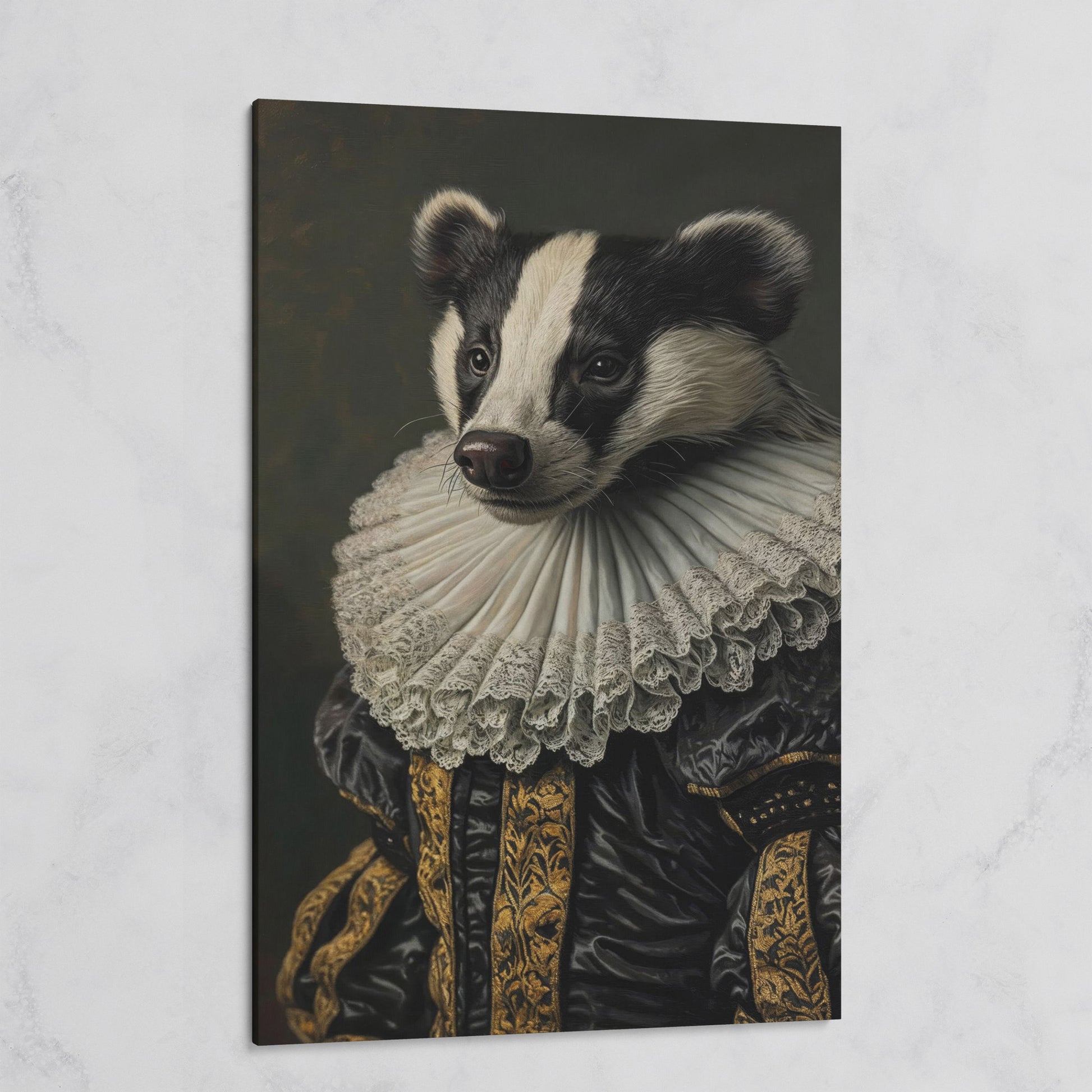 Aristocrat Badger Portrait Canvas on gallery wrap