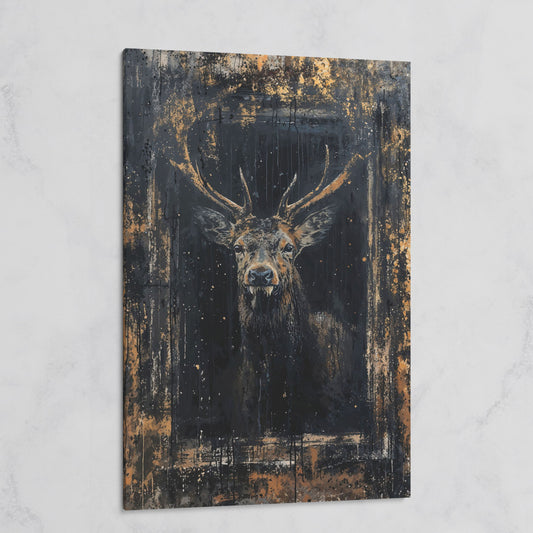 Abstract Stag Portrait Canvas Print on gallery wrap