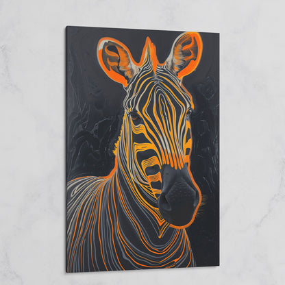Abstract Zebra in Orange and Black Canvas on gallery wrap