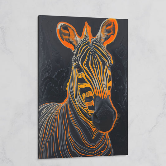Abstract Zebra in Orange and Black Canvas on gallery wrap
