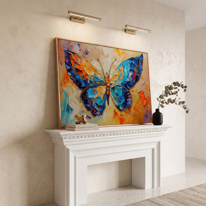 Butterfly Oil Painting Canvas in white oak floating frame