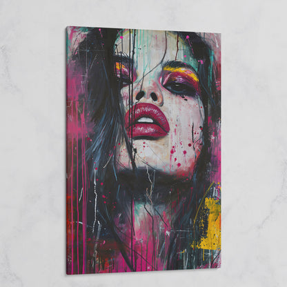 Colorful Abstract Woman Portrait Canvas Print on gallery wrap