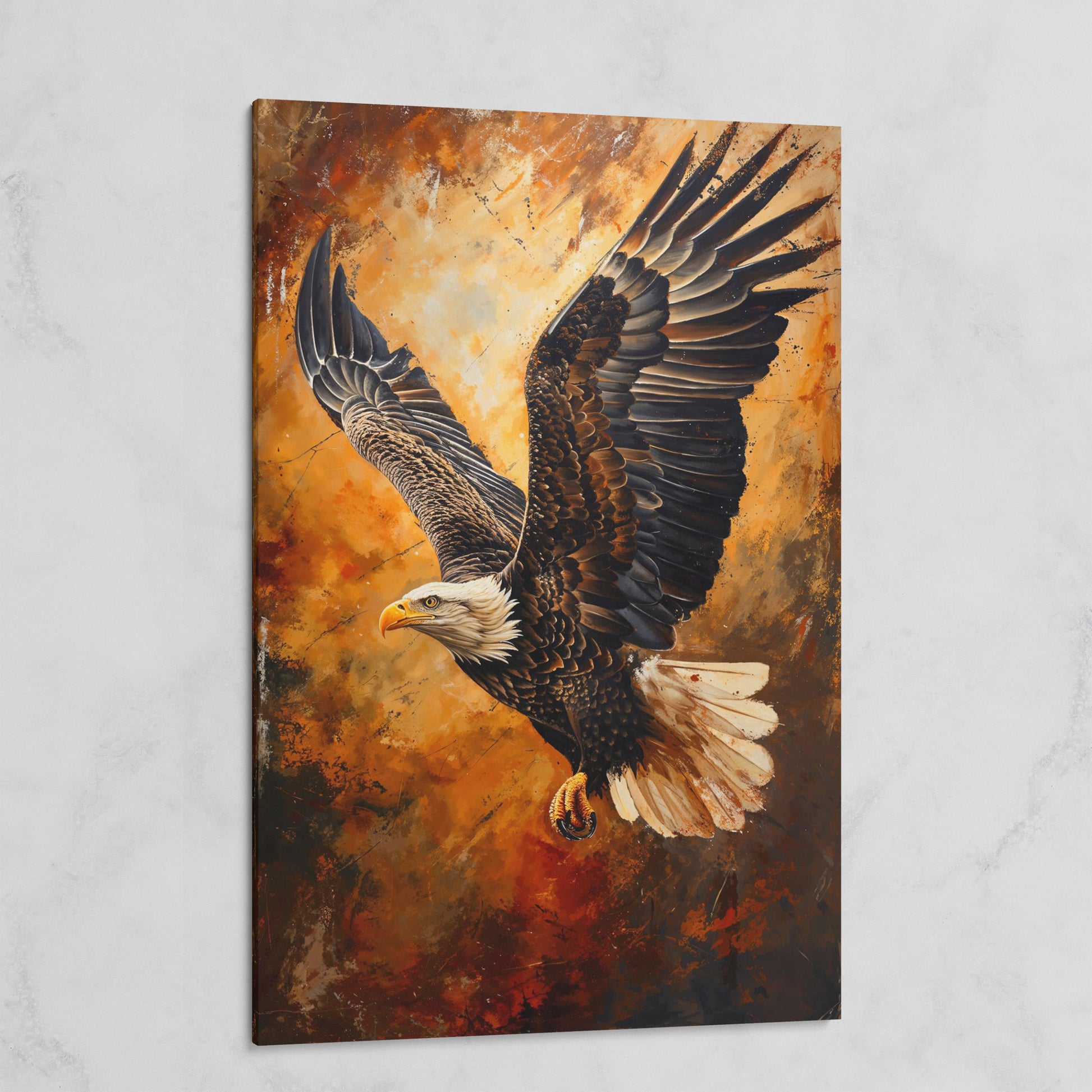Flying Eagle Canvas Print with Spread Wings on gallery wrap