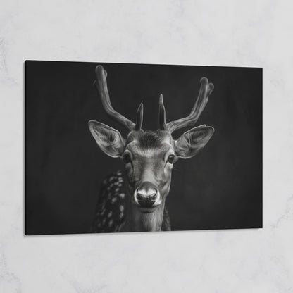 Fawn Portrait Black and White Canvas Print on gallery wrap