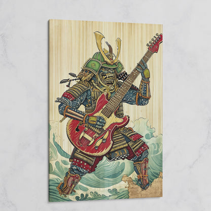 Samurai Musician Canvas Art with Electric Guitar on gallery wrap