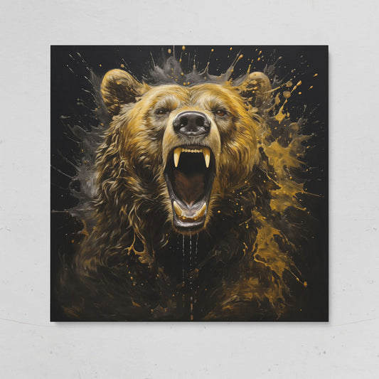 Brown Bear Roar Canvas Print on gallery wrap