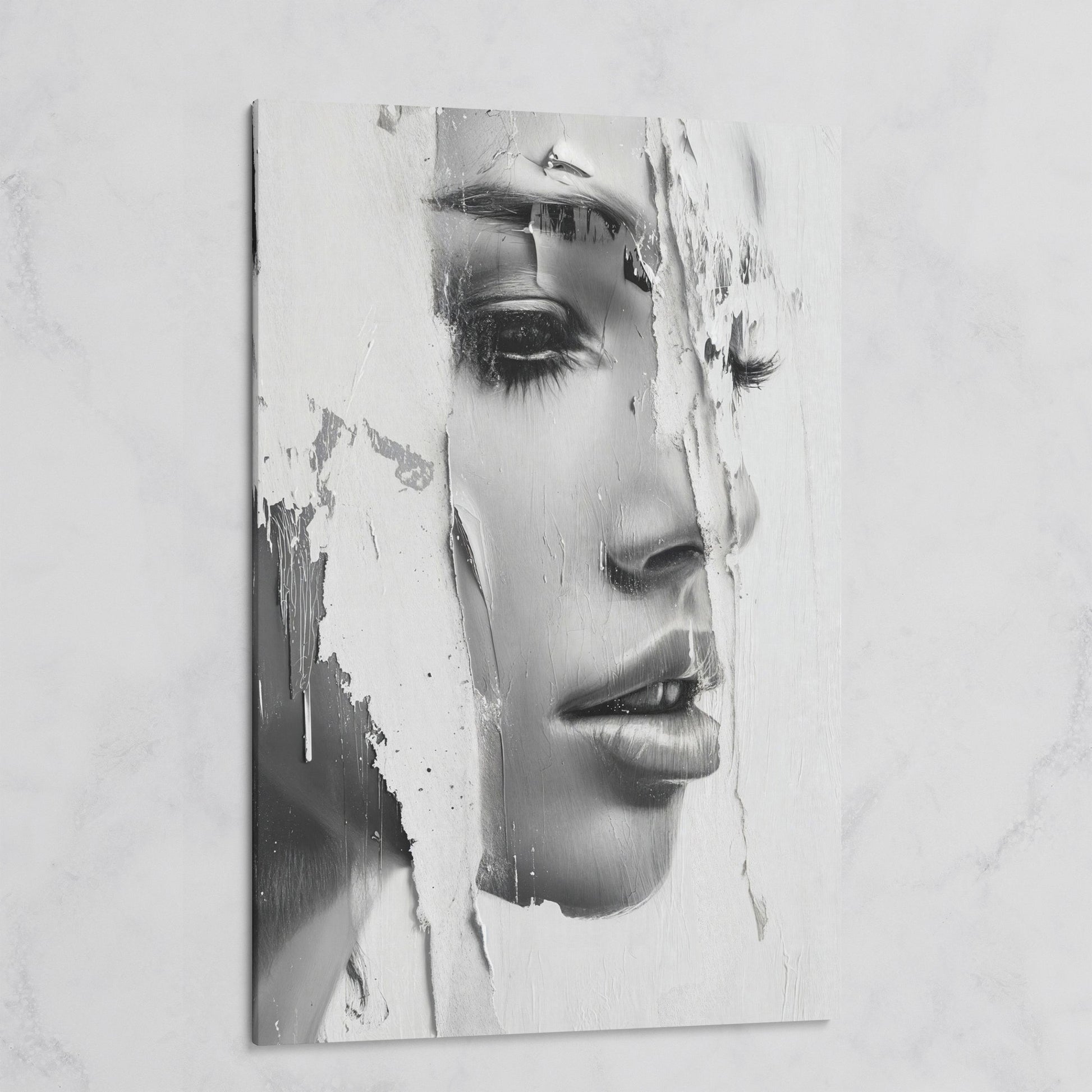 Abstract Woman Portrait in Monochrome Canvas on gallery wrap