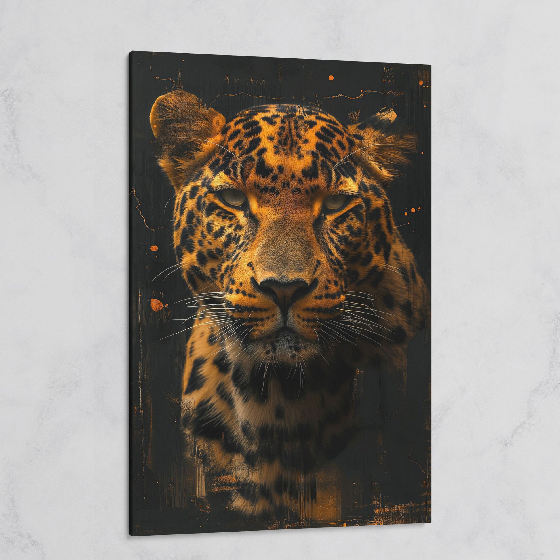 Jaguar Abstract Canvas Print in Sienna and Charcoal on gallery wrap