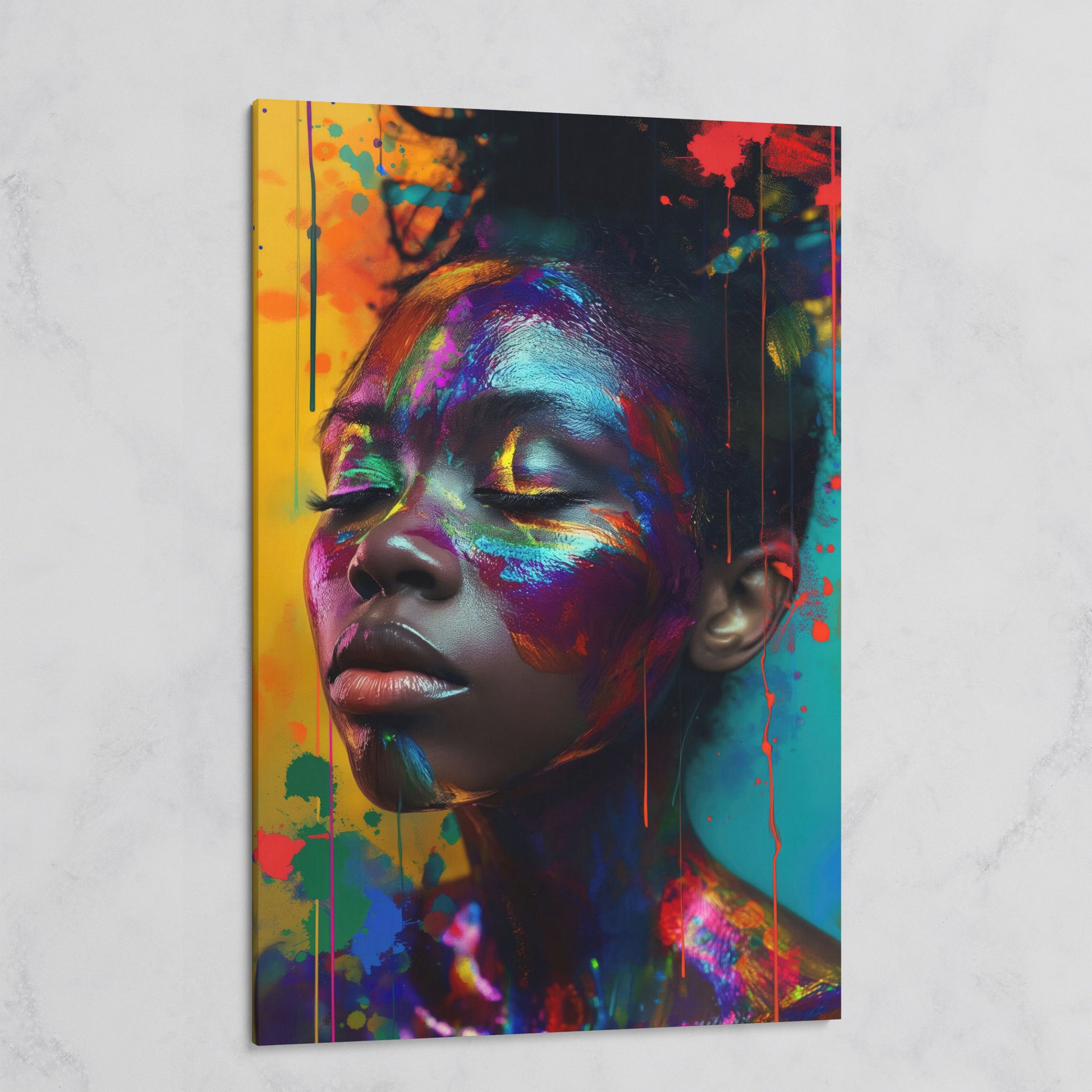 Colorful Face Makeup Portrait Canvas on gallery wrap