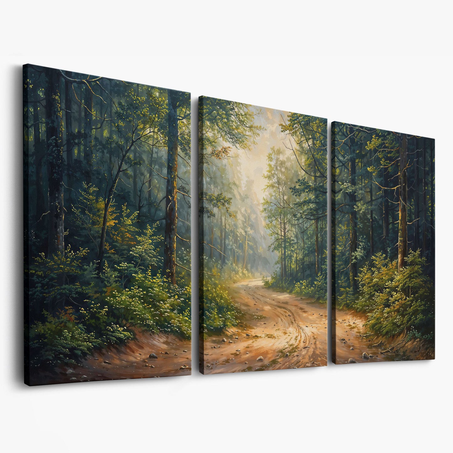 Tranquil Forest Path Canvas Print as 3-panel split version