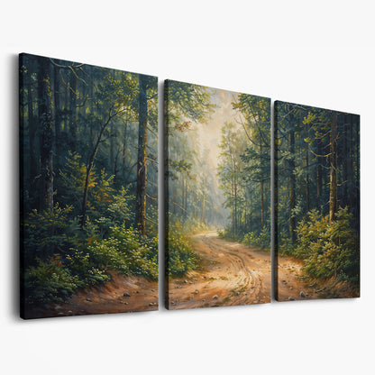 Tranquil Forest Path Canvas Print as 3-panel split version
