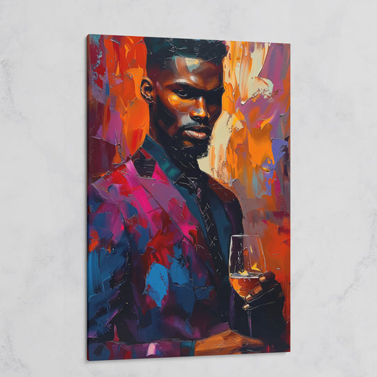 Vibrant Gentleman with Wine Glass Canvas on gallery wrap