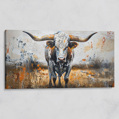 Longhorn Cow Spotted Canvas Print on gallery wrap