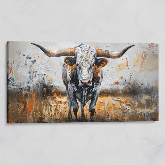 Longhorn Cow Spotted Canvas Print on gallery wrap
