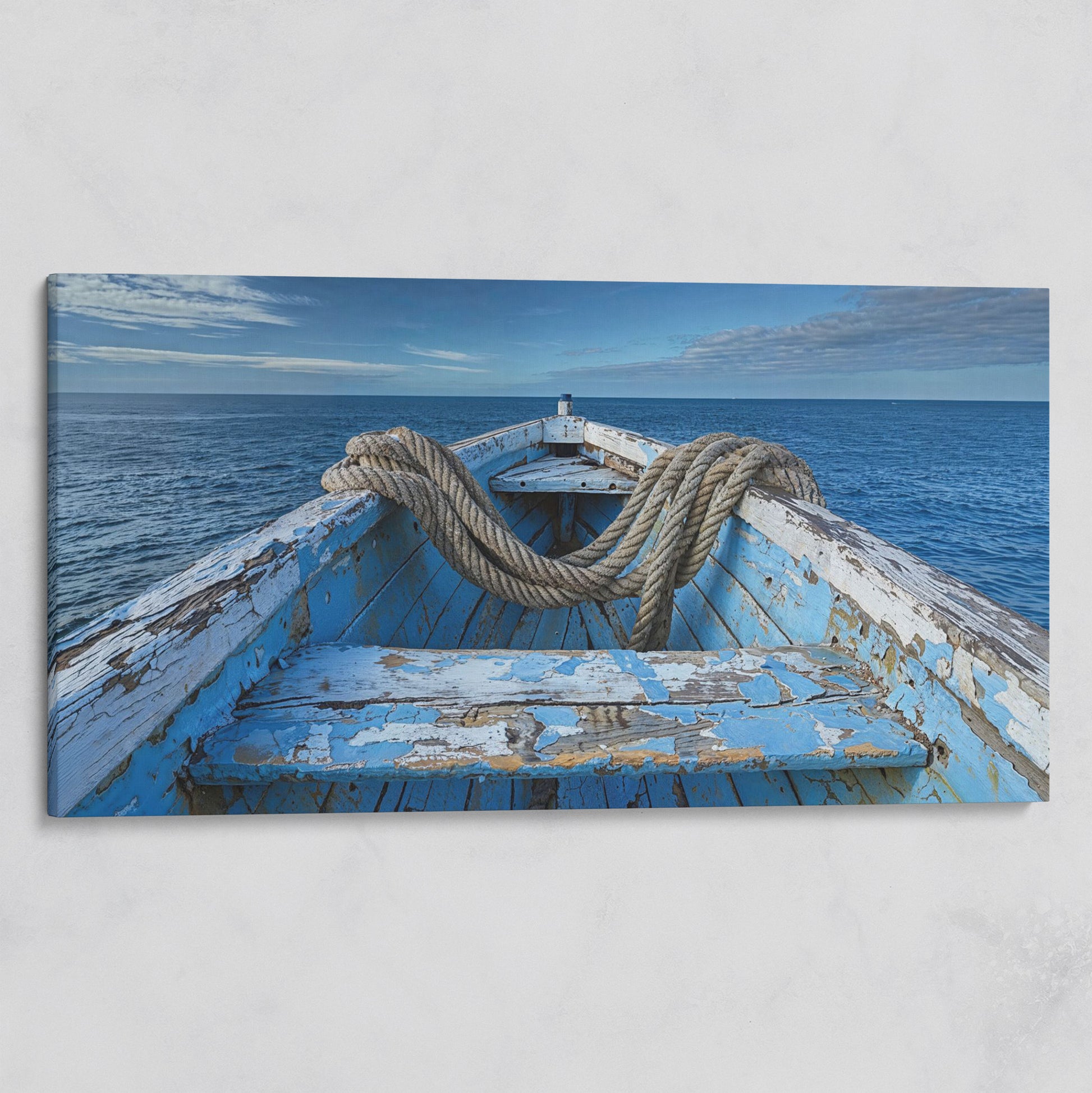 Old Boat on Calm Waters Canvas Art on gallery wrap