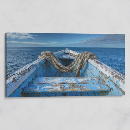 Old Boat on Calm Waters Canvas Art on gallery wrap