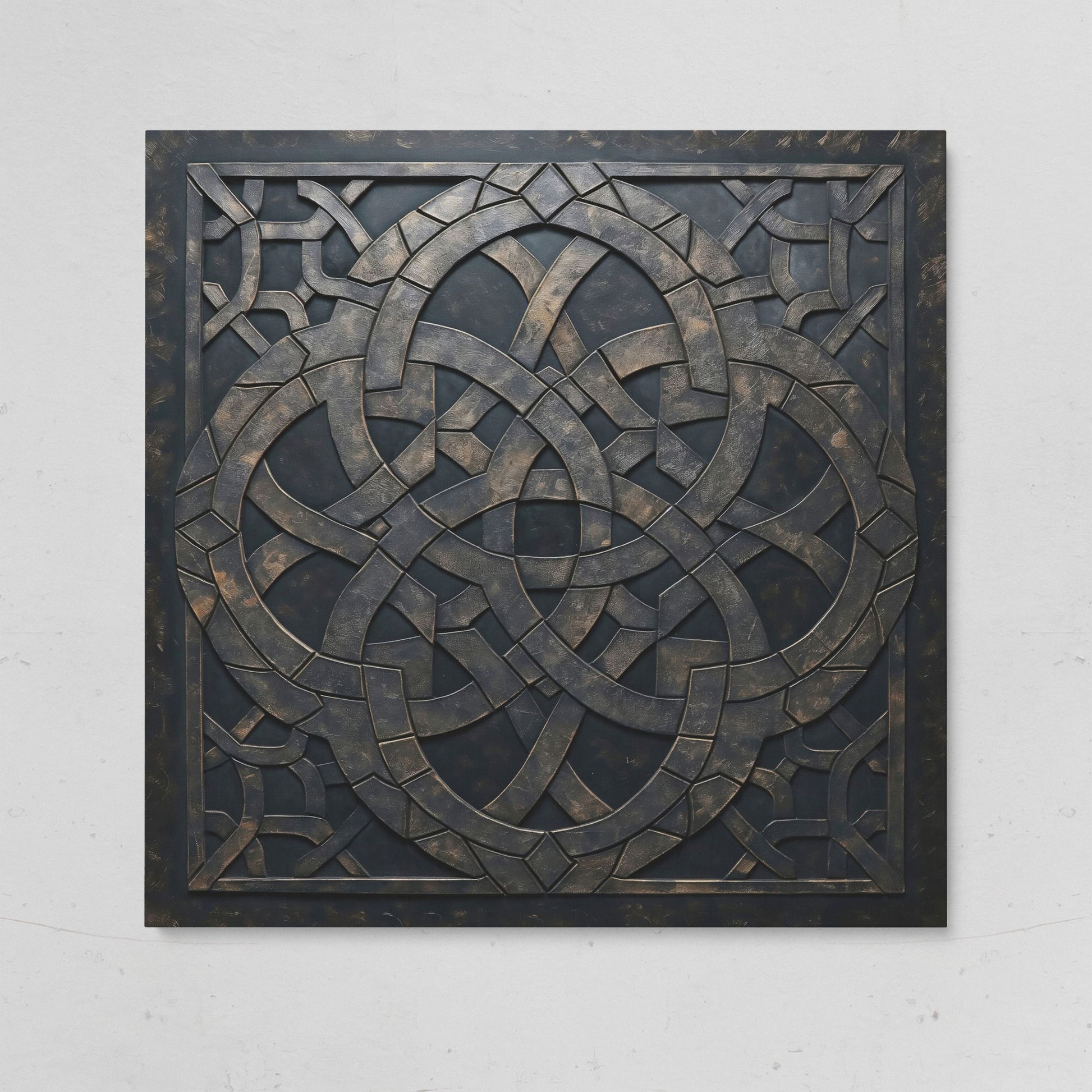 Celtic Knot Symmetrical Canvas in Dark Metal on gallery wrap