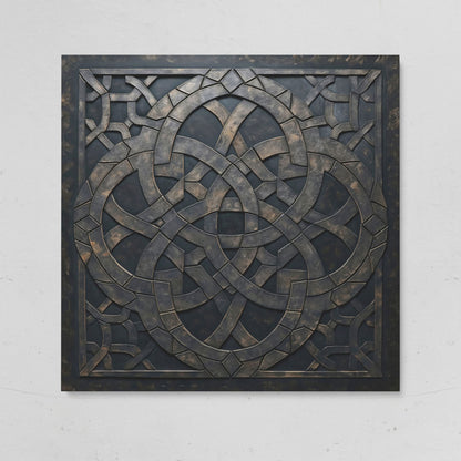 Celtic Knot Symmetrical Canvas in Dark Metal on gallery wrap