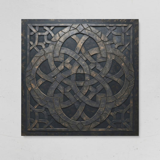 Celtic Knot Symmetrical Canvas in Dark Metal on gallery wrap