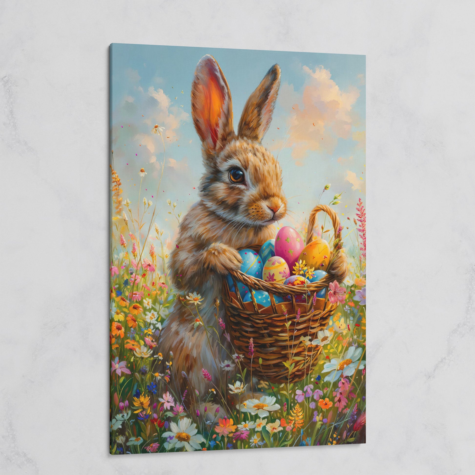 Bunny in Spring Meadow Canvas on gallery wrap
