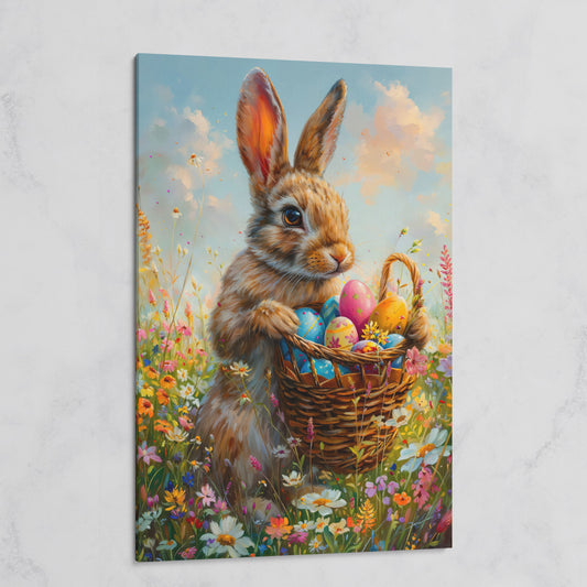 Bunny in Spring Meadow Canvas on gallery wrap