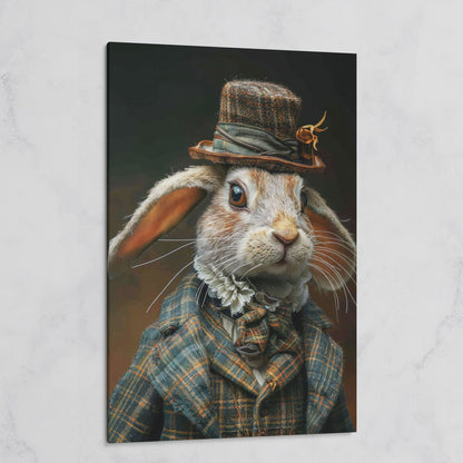 Elegant Bunny in Fancy Clothing Canvas on gallery wrap