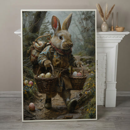Easter Rabbit Explorer Canvas Print in white floating frame