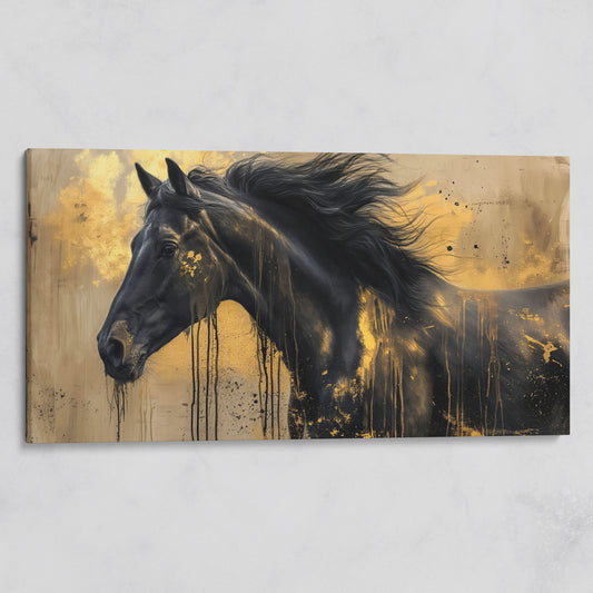 Black Gold Horse Canvas Wall Art on gallery wrap