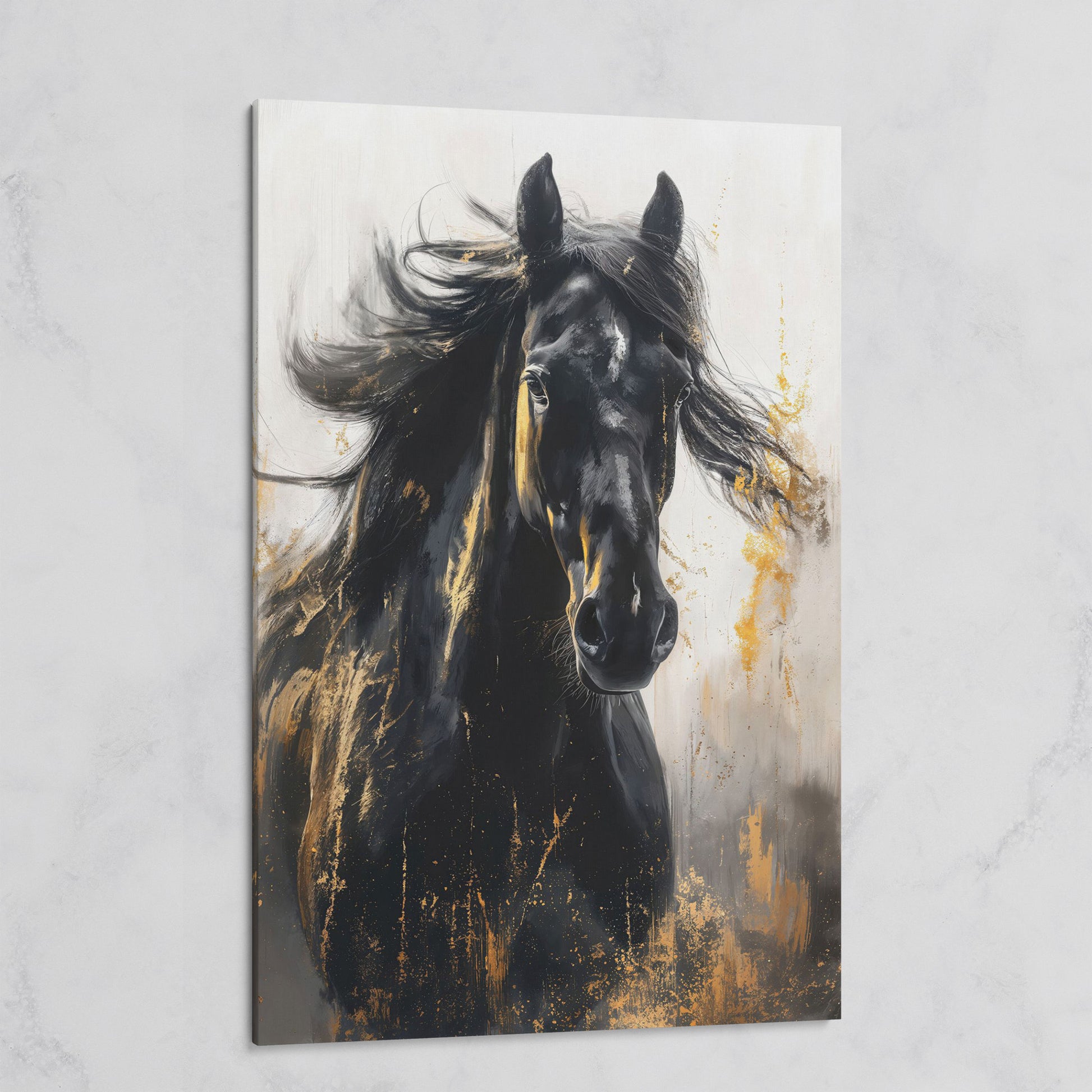 Noble Stallion Abstract Canvas Print for Farmhouse Decor on gallery wrap