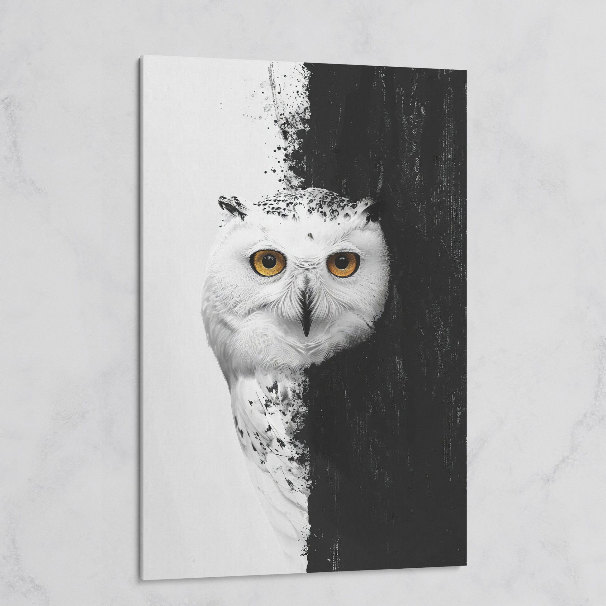 Snowy Owl Canvas with Amber Eyes on gallery wrap