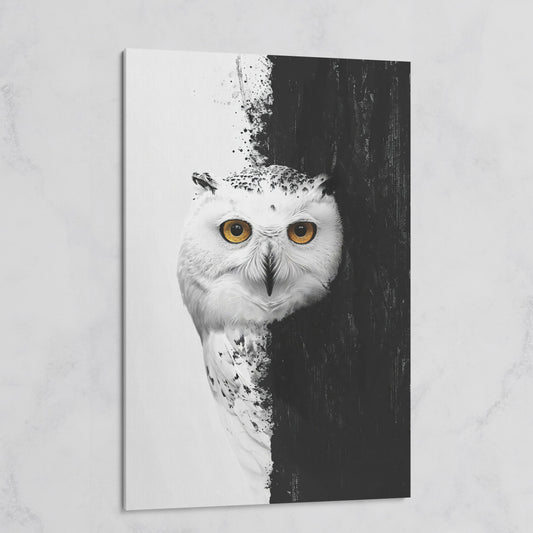 Snowy Owl Canvas with Amber Eyes on gallery wrap