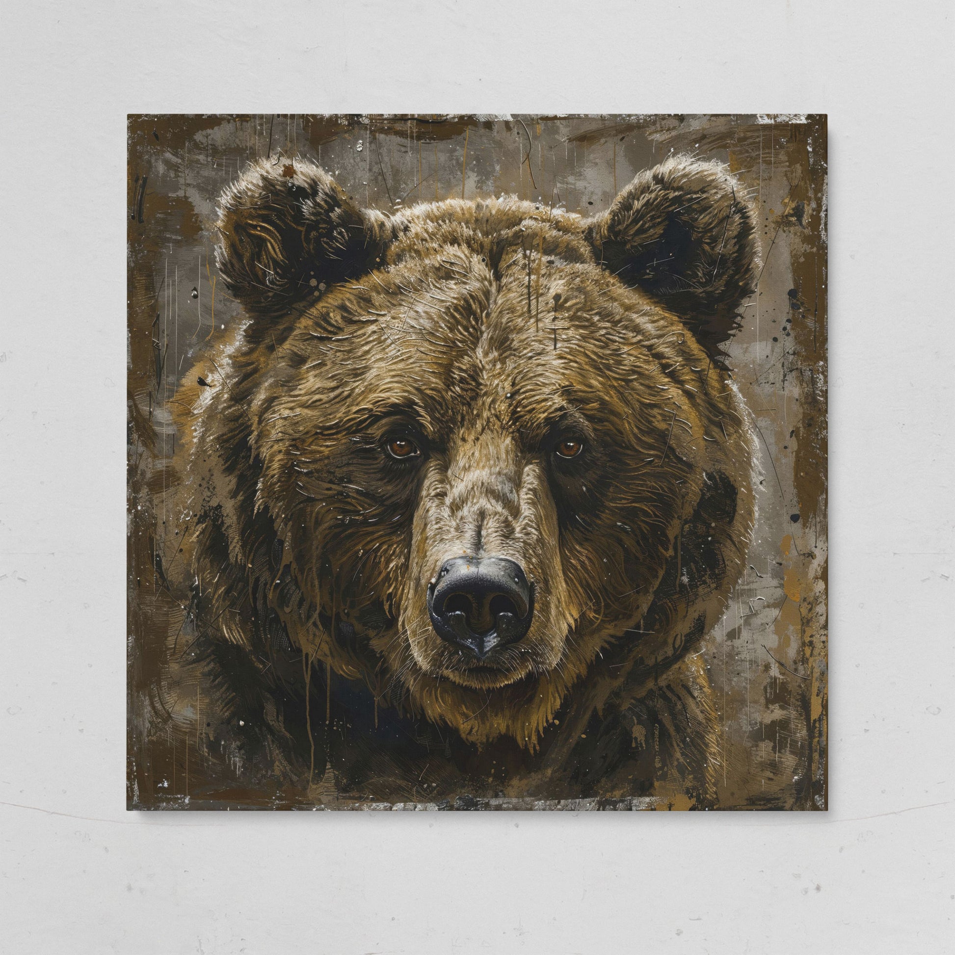 Grizzly Bear Canvas Print, Square on gallery wrap