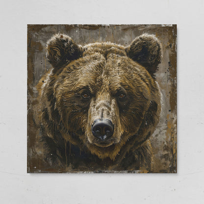 Grizzly Bear Canvas Print, Square on gallery wrap