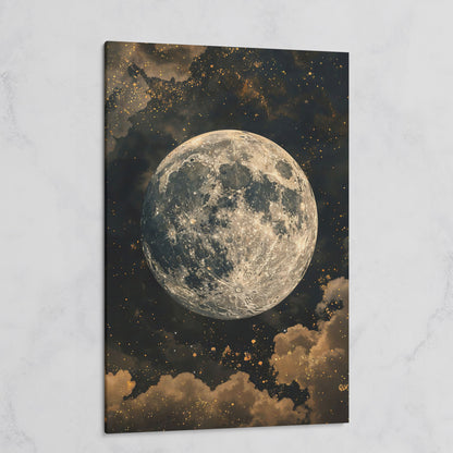 Full Moon Night Sky Canvas Print on gallery wrap