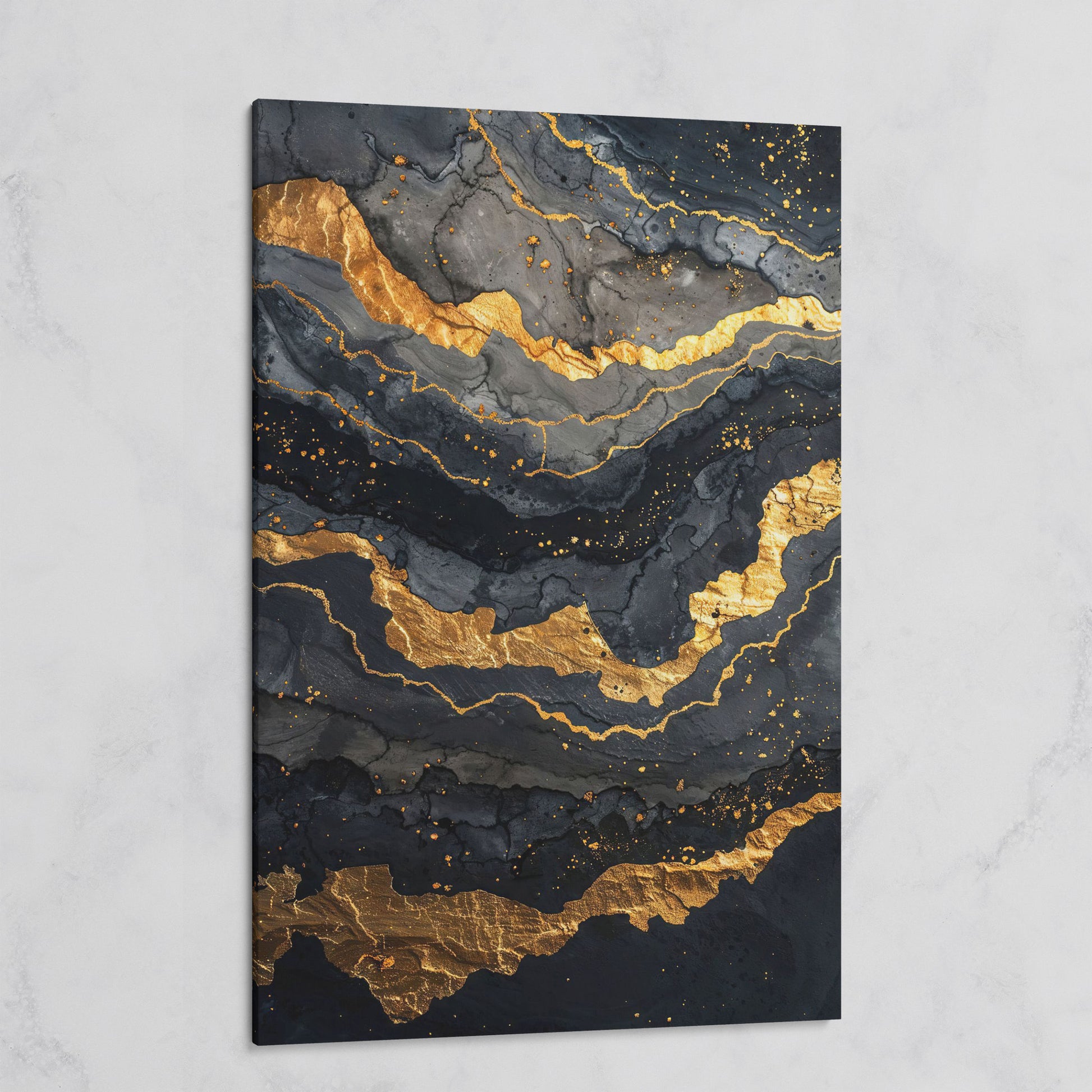 Gold Veins Abstract Canvas Print on gallery wrap