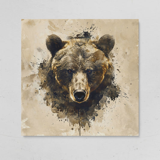 Grizzly Bear Portrait Canvas, Sepia Tones on gallery wrap