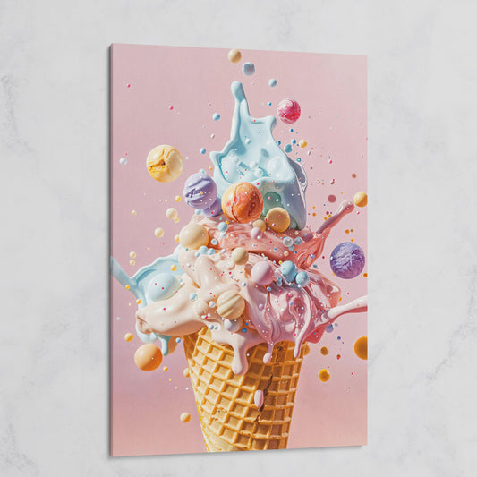 Pastel Ice Cream Canvas Print with Soft Color Palette on gallery wrap