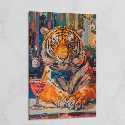Colorful Abstract Tiger with Cocktail Canvas on gallery wrap