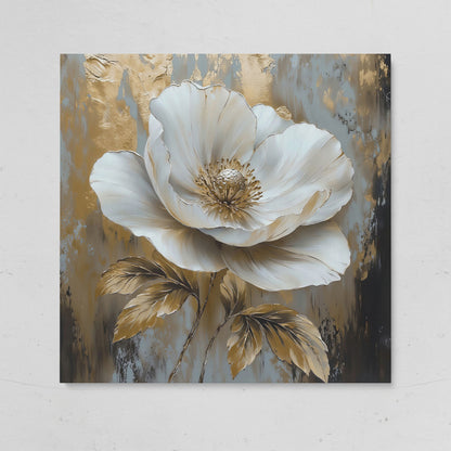 White Flower Abstract Canvas on gallery wrap