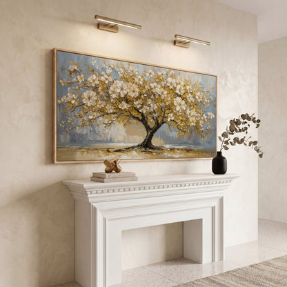 Flowering Tree Canvas Wall Art in white oak floating frame
