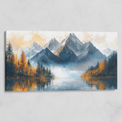 Mountain Vista with Autumn Forest Canvas Print on gallery wrap