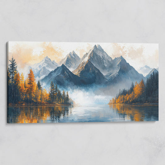 Mountain Vista with Autumn Forest Canvas Print on gallery wrap