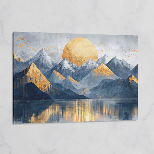 Golden Sun Mountain Landscape Canvas on gallery wrap