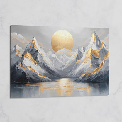 Sun Over Mountains Abstract Landscape Canvas on gallery wrap
