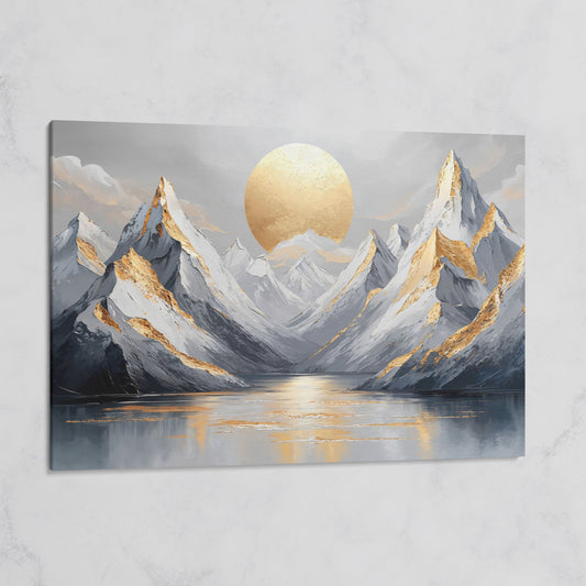 Sun Over Mountains Abstract Landscape Canvas on gallery wrap
