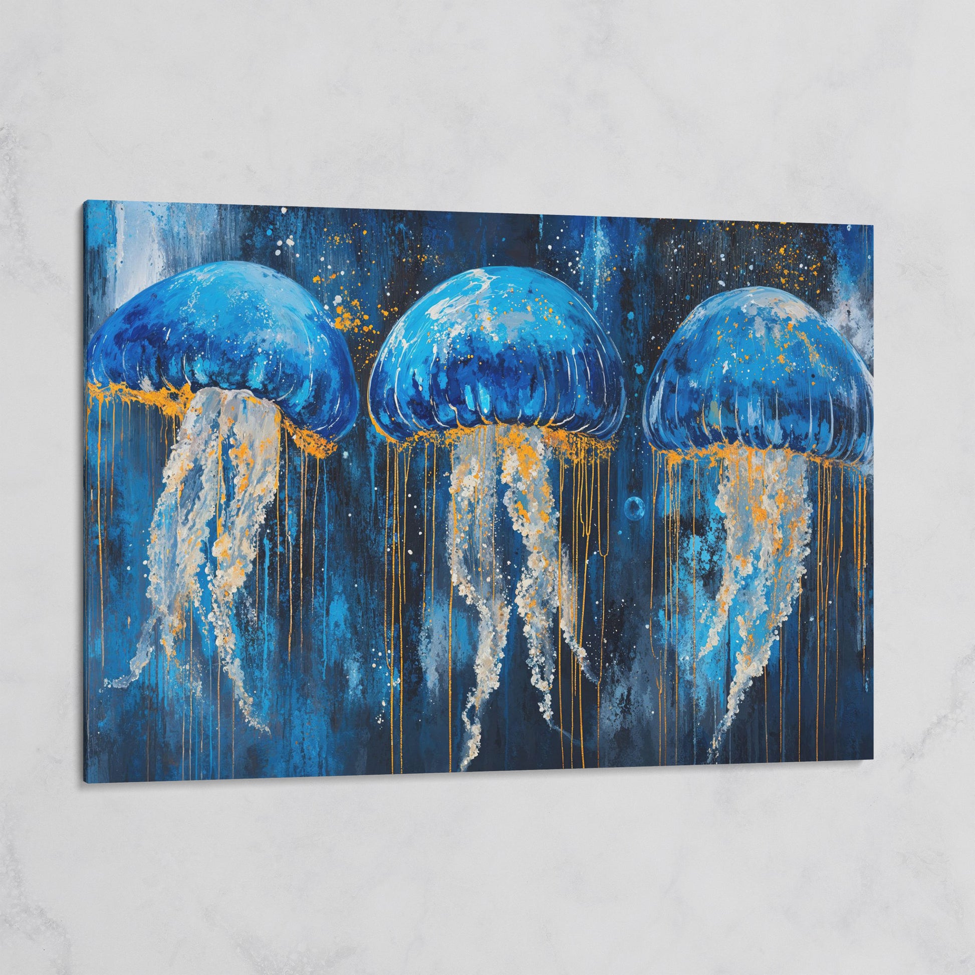 Blue Ocean Jellyfish Canvas on gallery wrap