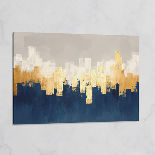 Gold and Navy Abstract Canvas on gallery wrap