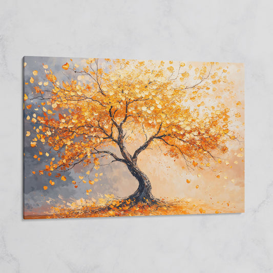 Autumn Tree with Golden Leaves Canvas on gallery wrap