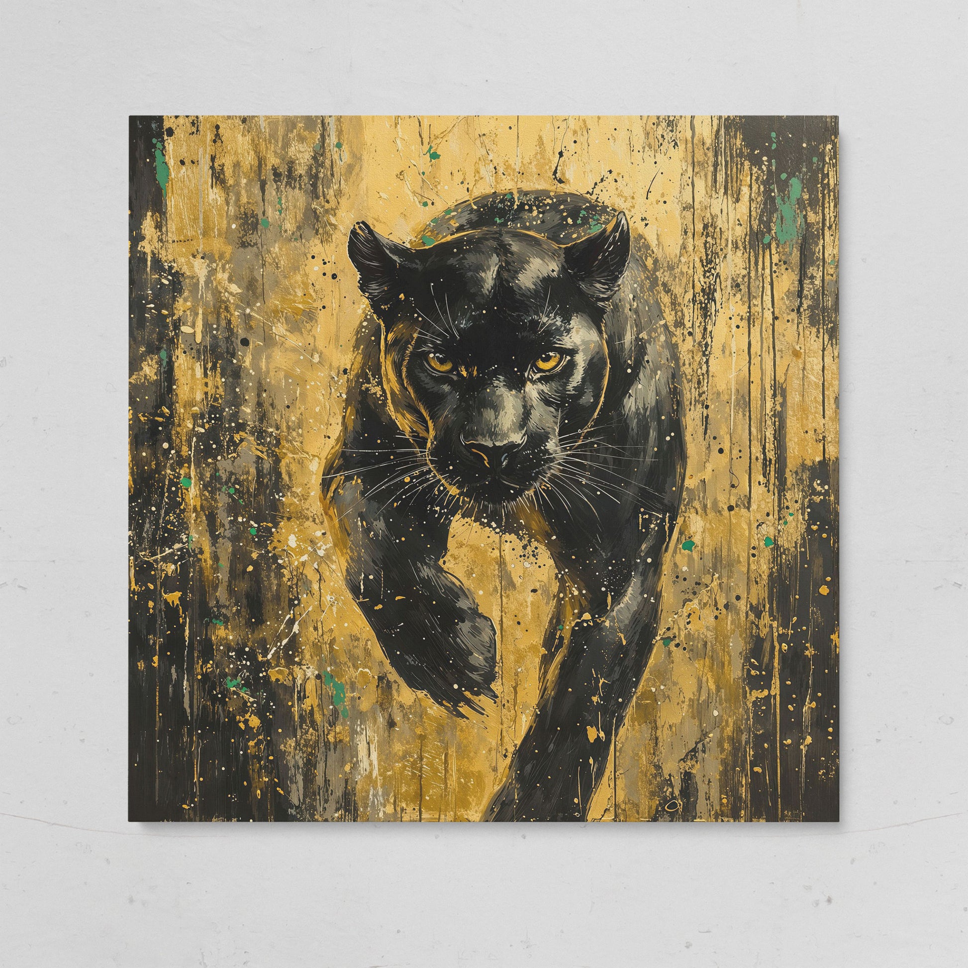 Black Panther with Gold Accents Canvas Art on gallery wrap